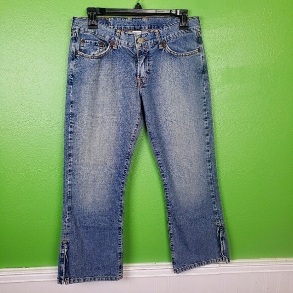 Lucky Brand Dungrees Custom E Crop capri Denim Jeans Size 6/28 - Picture 1 of 10